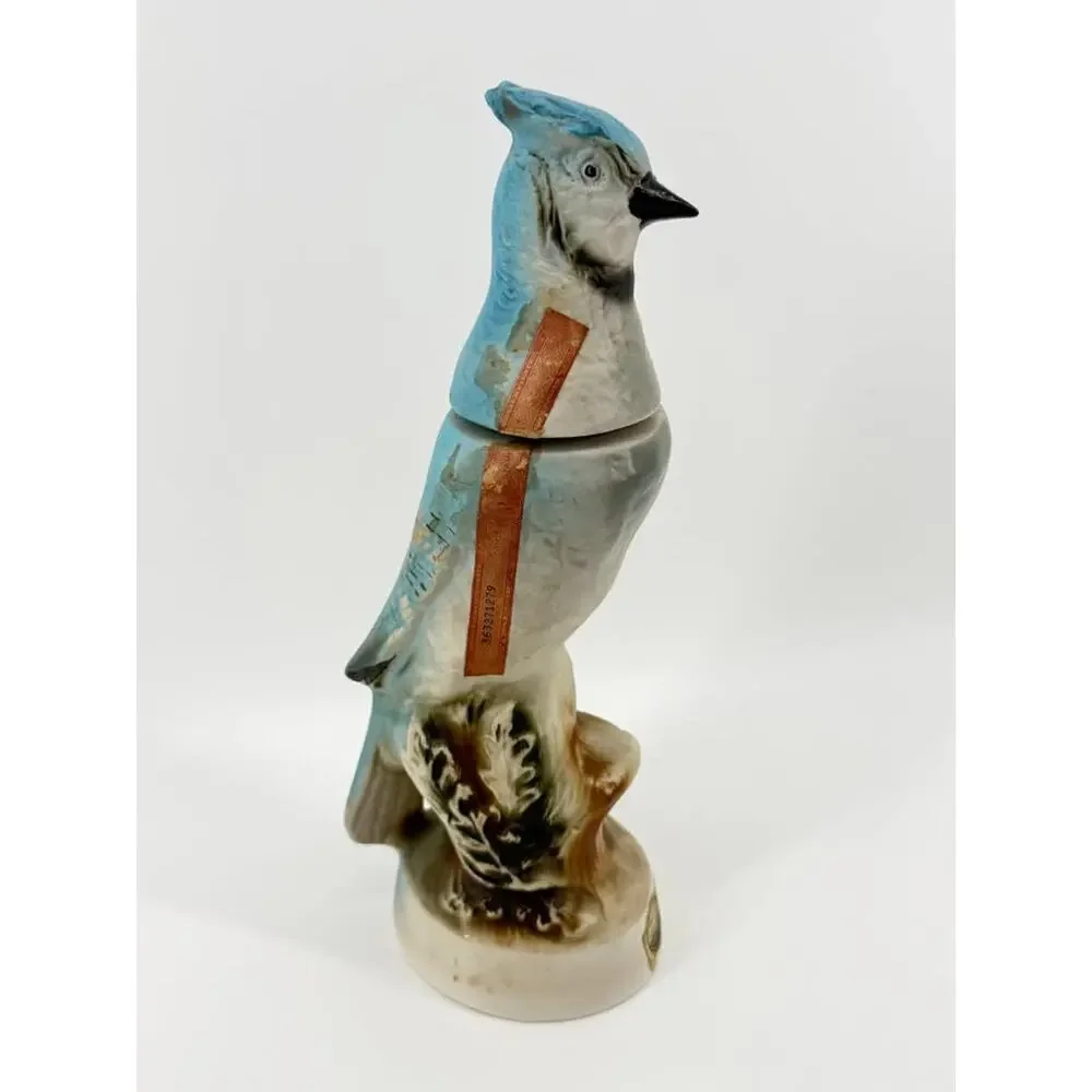 Vintage 1969 EMPTY Jim Beam Blue Jay Bird Decanter